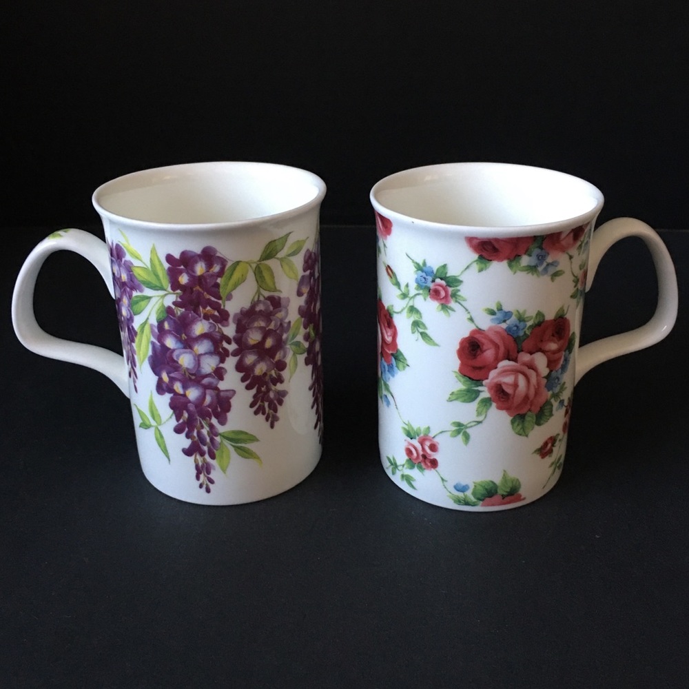 2 NEW Roy Kirkham Fine Bone China Mugs England